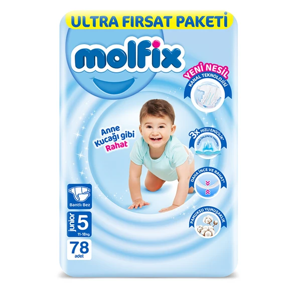 Bebek Bezi 5 Beden Junior Ultra Fırsat Paketi 11- 18 kg 78 Adet