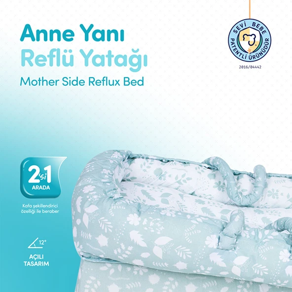 Anne Yanı Bebek Reflü Yatağı Yeşil