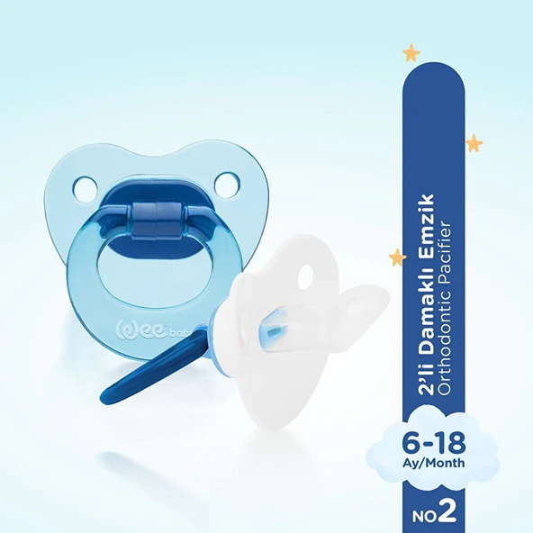 438 Wee Baby 2'li Damaklı Emzik No:2 Mavi