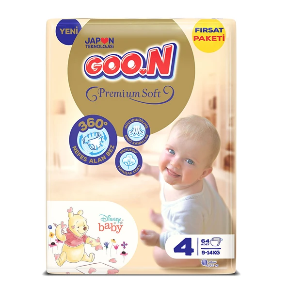 Goon Premium Soft 4 Beden 64'lü Bebek Bezi