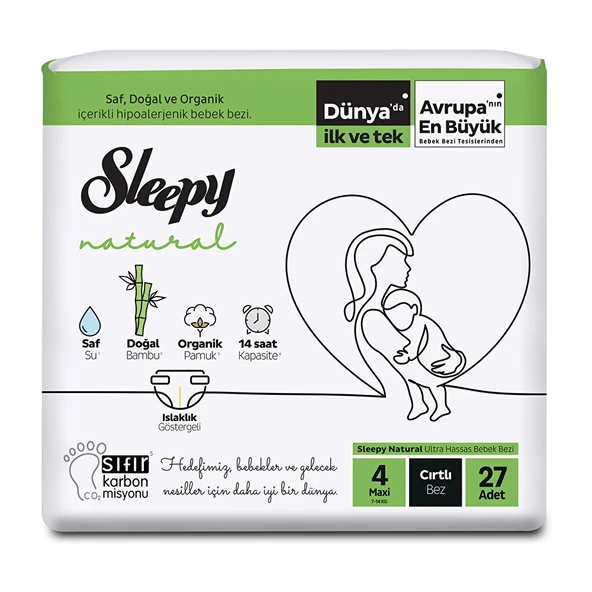 Natural 4 Beden Bebek Bezi 7-14 kg 27 Adet