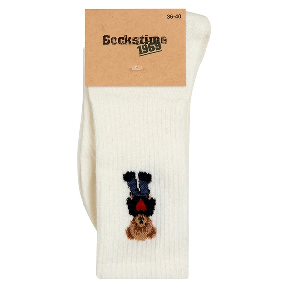Sockstime Kadın Ayıcık Desenli Soket Çorap