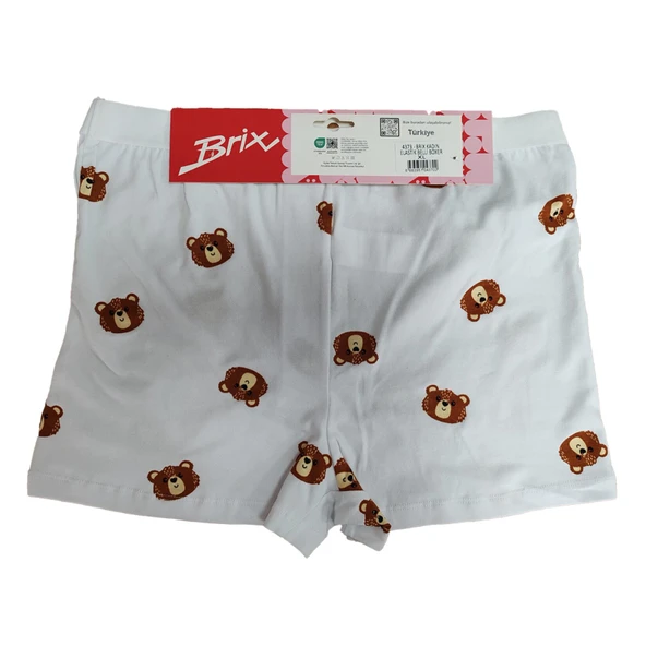 Brix Elastik Belli Ayıcık Desenli Kadın Boxer
