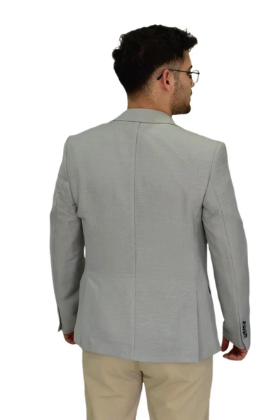Erkek Gri Tek Spor Ceket Çift Yırtmaçlı BGL-ST04465 - Resim 5