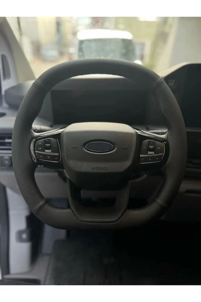 DİKİŞLİ DİREKSİYON KILIFI SİYAH DERİ SİYAH DİKİŞLİ F CUSTOM İÇİN ürün görseli