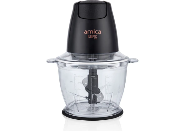 Arnica Rapid Plus Mini Hazneli Doğrayıcı Siyah-Rose - GH21134 - 2