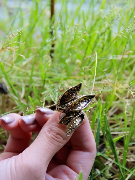 Üçlü Çiçek Desenli Antik Model Kadın Ayarlanabilir Yüzük Euy1256 - Resim 3