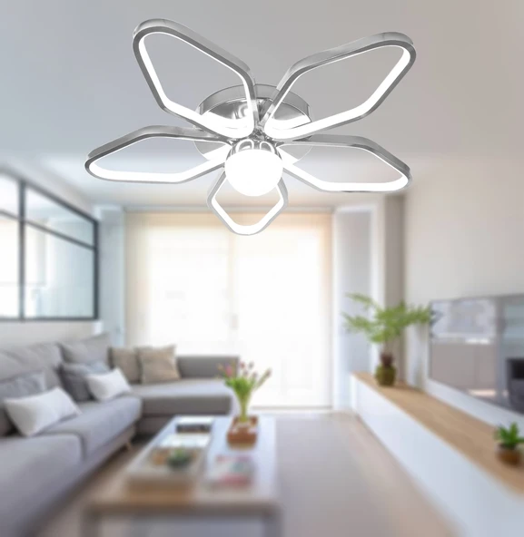 TT Aydınlatma TT337-KR  3 Renk Modüllü Toplu Krom Kaplama Plafonyer Led Avize - Resim 3