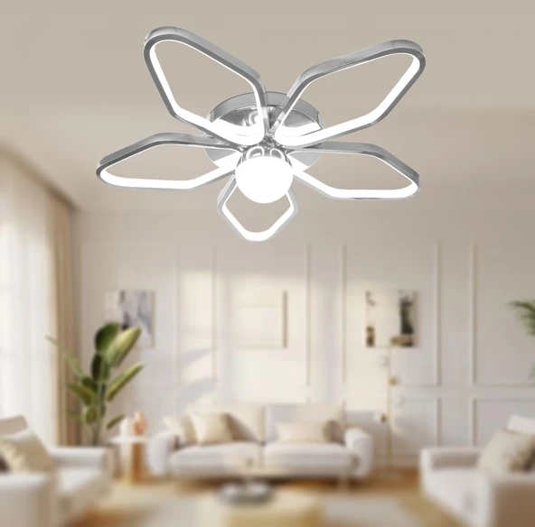 TT Aydınlatma TT337-KR  3 Renk Modüllü Toplu Krom Kaplama Plafonyer Led Avize - Resim 2