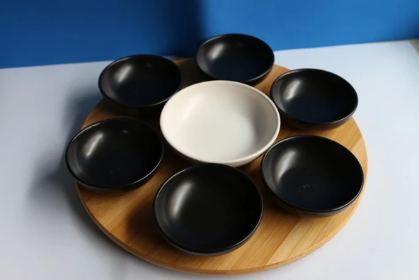 Bambu Dönen Standlı 7'li Sosluk Set