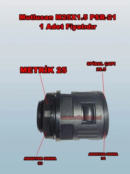 MUTLUSAN M25x1.5 (PSR-21) Polyamid Spiral Pano Rekoru (SİYAH) - 2