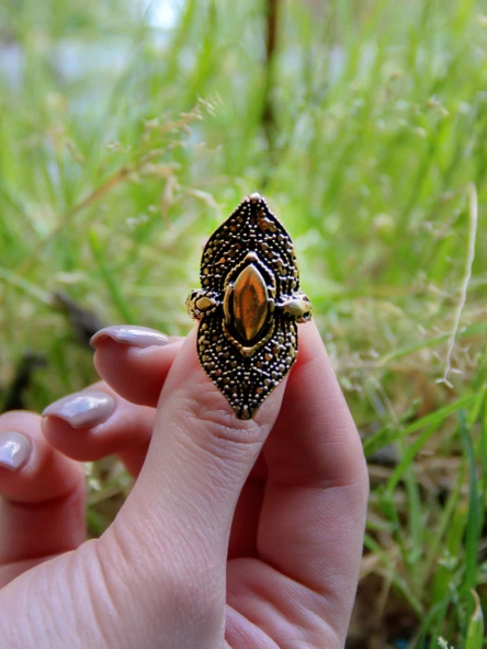 Trend Desenli Antik Ayarlanabilir Kadın Yüzük euy1261 - Resim 3