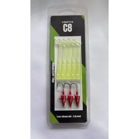 Caretta C8 10cm 10gr 5+3 Silikon Yem  Glow