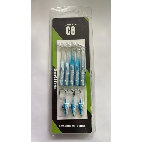 Caretta C8 10cm 10gr 5+3 Silikon Yem  Blue Blue