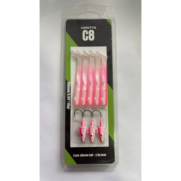 Caretta C8 10cm 10gr 5+3 Silikon Yem  Candy Pink