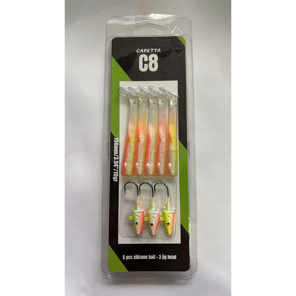 Caretta C8 10cm 10gr 5+3 Silikon Yem  Lemon Back
