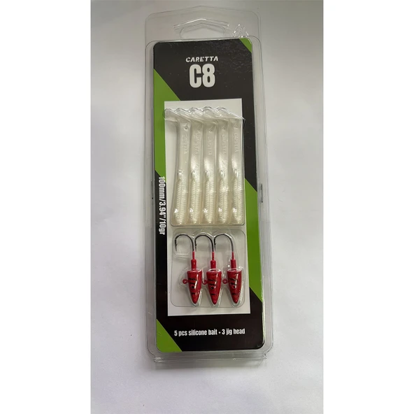 Caretta C8 10cm 10gr 5+3 Silikon Yem  Red Head ürün görseli 1