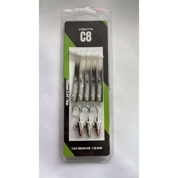 Caretta C8 10cm 10gr 5+3 Silikon Yem  Black Back