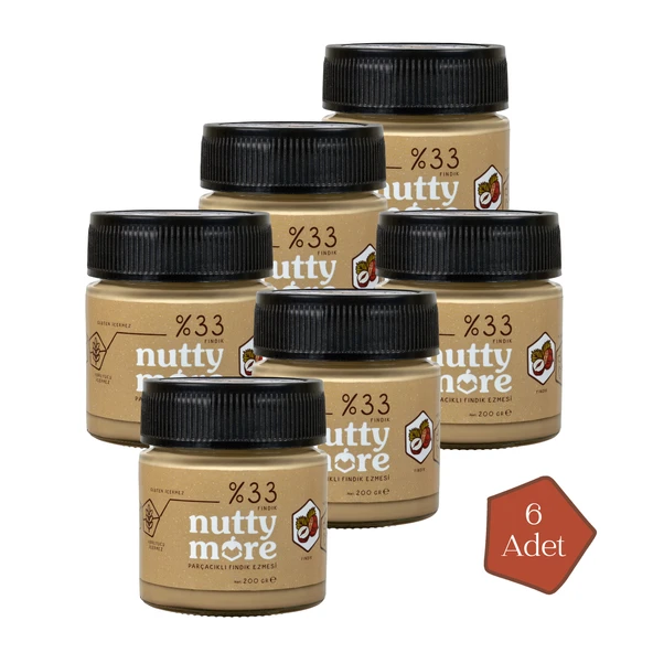Nutty More %33 Fındık Parçacıklı Fındık Ezmesi 200 gr x 6 Adet
