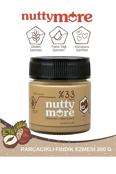 Nutty More %33 Fındık Parçacıklı Fındık Ezmesi 200 gr x 5 Adet - 2