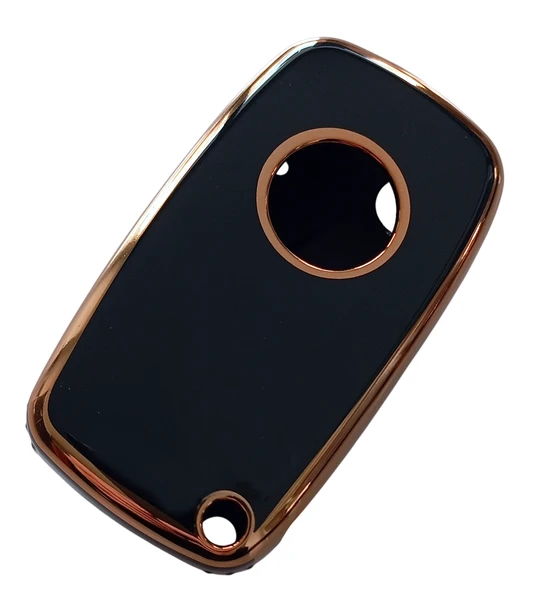 Linea Fiorino Nemo Bipper Uyumlu Nano Anahtar Kılıfı Kumanda Kılıfı Oto Anahtarlık Siyah Gold - Resim 3