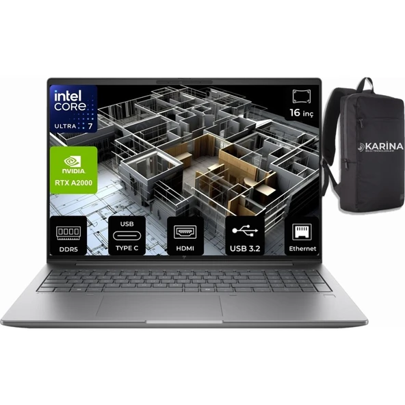 HP Zbook Power 16 G11 Intel Core U7-155H 8T0U3EA-13 96GB 4tb 8gb Rtx 2000 Ada W11PRO 16" Wuxga Taşınabilir Iş Istasyonu