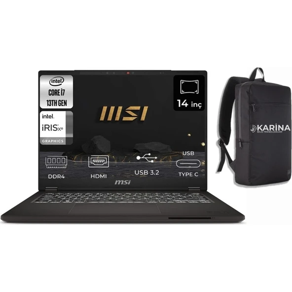 MSI Commercıal 14 H I7-13700H A13MG-074XTR-14 64GB 1tb W11PRO 14" Fhd+ Taşınabilir Bilgisayar &A13MG074XTRK14