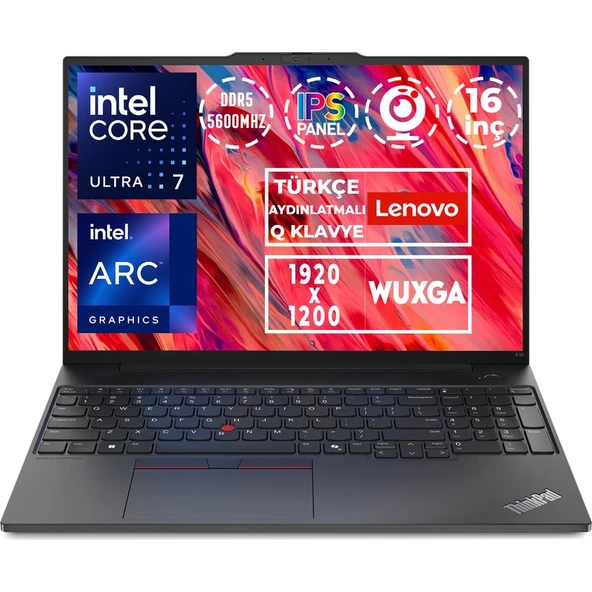 Lenovo Thinkpad E16 G2 Ultra 7 155H 24GB 512GB SSD 16" Wuxga W11P Dizüstü Bilgisayar 21MA008XTX 013