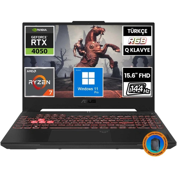 Asus Tuf Gaming A15 FA507NU-LP030A14 Ryzen7 7735HS 16GB 1tbssd RTX4050 15.6" Fullhd W11P Taşınabilir BILGISAYAR-CNT015