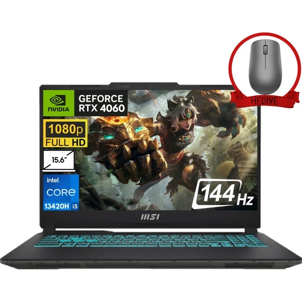 MSI Msı Cyborg 15 Intel Core I5-13420H 24GB 4tb SSD 8GB/RTX4060 15.6" 144Hz Fdos Full Hd Taşınabilir Bilgisayar A13VF-895XTR-A12 & Anzar Mouse