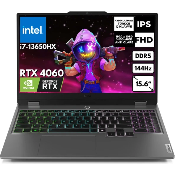Lenovo Loq 15IRX9 I7-13650HX 48 GB 2 Tbssd 8gb RTX4060(115W) 15.6" Fhd 144Hz Freedos Gaming Notebook 83DV00WTTR BT19