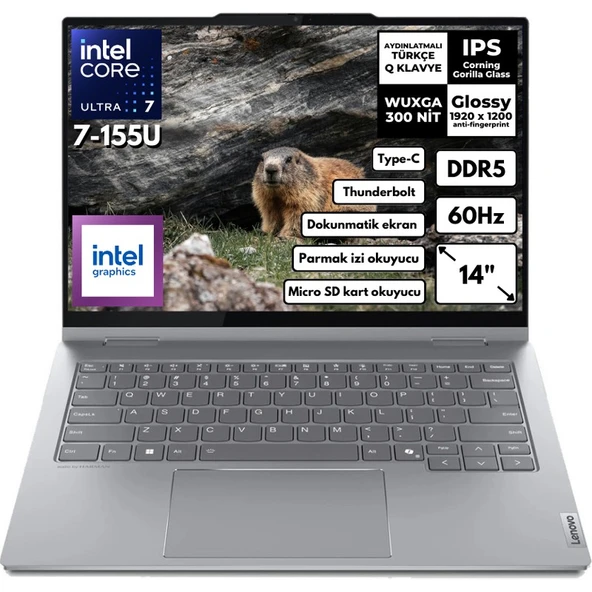 Lenovo Thinkbook 2-In-1 G4 Iml Ultra 7-155U 48 -Gbddr5 1 Tbssd 14" Wuxga Touch Freedos Taşınabilir Bilgisayar 21MX002VTR BT16