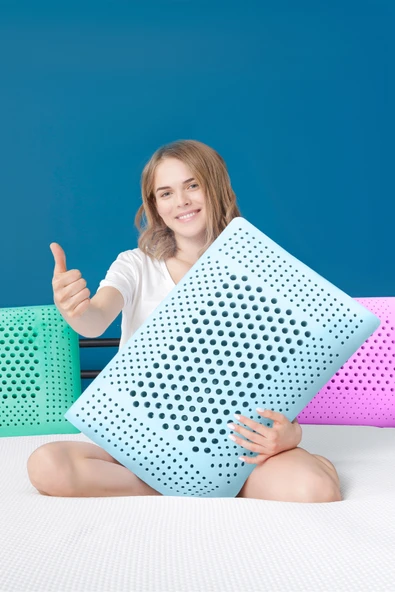 Air Terapi Hava Kanallı Ortopedik Yastık Visco Yastık Mavi 60x40x16cm