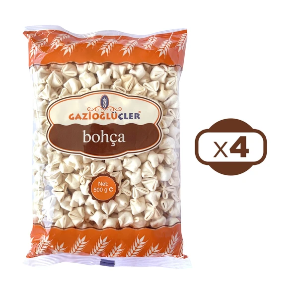 Gazioğlu Üçler Bohça Kuru Mantı 500 gr x 4 Adet