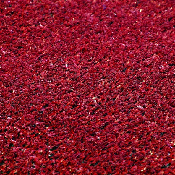 Kesme Suni Yapay Kırmızı Çim Halı 7 mm Balkon Teras Bahçe Dekoratif Kaymaz - 7