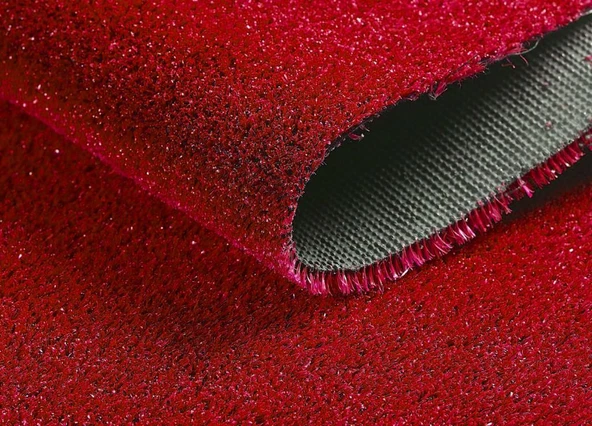 Kesme Suni Yapay Kırmızı Çim Halı 7 mm Balkon Teras Bahçe Dekoratif Kaymaz - 20