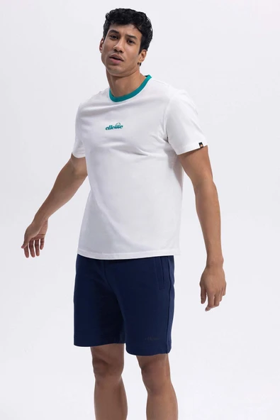 Ellesse Erkek Yeşil Bisiklet Yaka Beyaz Tişört CMO183