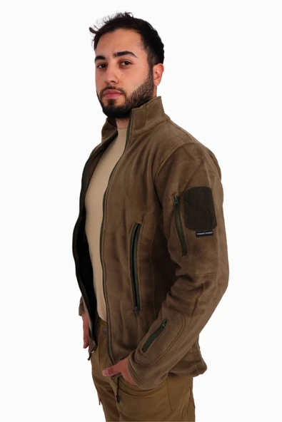 Açık Haki Renk Askeri Outdoor ve Taktik Polar Hırka R - 4