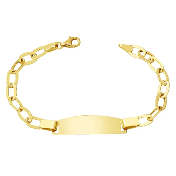 Halka Zincir Plaka 14 Ayar Altın Çocuk Künyesi KUN06