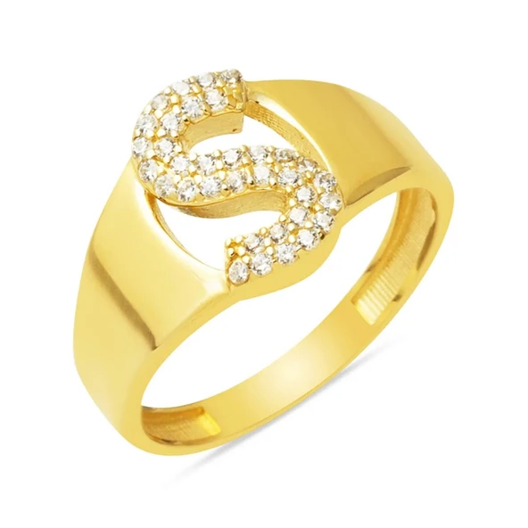 14 Ayar Altın S Harf Yüzük YZK429 ürün görseli