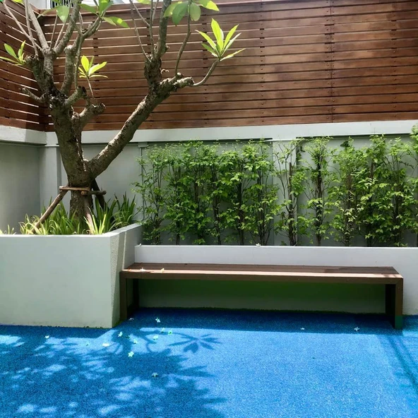 Kesme Suni Yapay Mavi Çim Halı 7 mm Balkon Teras Bahçe Dekoratif Kaymaz - 3