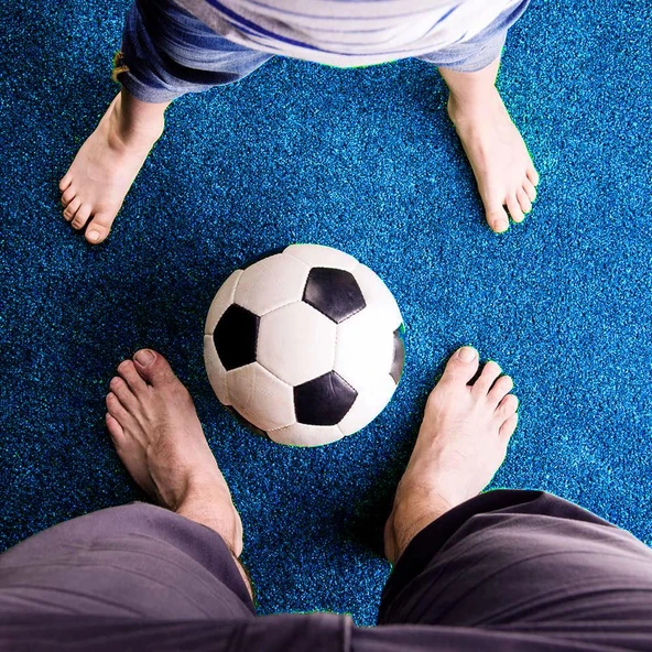 Kesme Suni Yapay Mavi Çim Halı 7 mm Balkon Teras Bahçe Dekoratif Kaymaz - 5