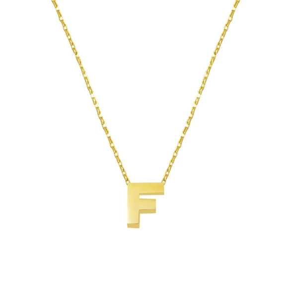 F Harfi 14 Ayar Minimal Kolye KLY2017