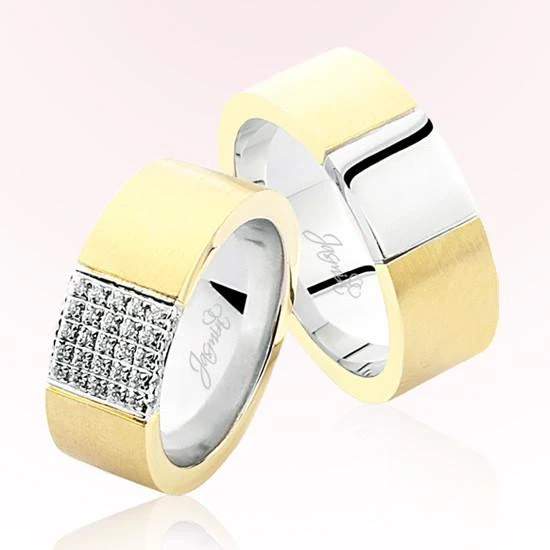 İki Renk Taşlı Altın Alyans 1303-2 ürün görseli