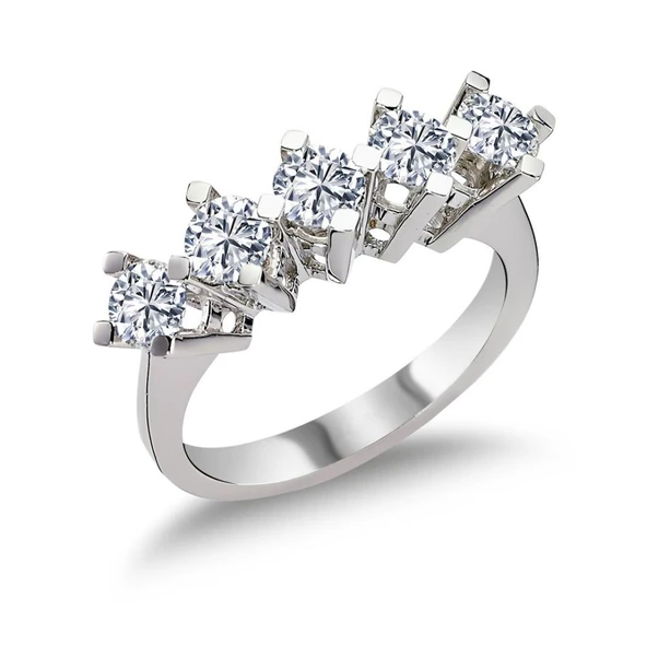 1.50 Karat F Renk HRD Sertifikalı Pırlanta Beştaş Yüzük RMY525