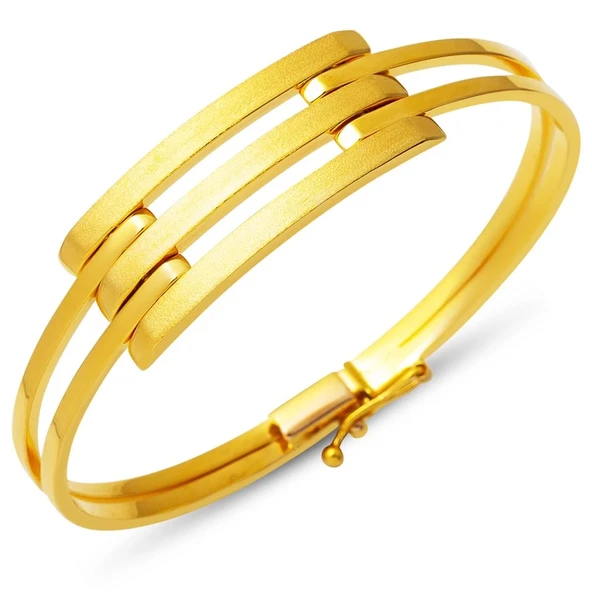 Harem Altın Üç Sıra 14 Ayar Altın Kaburga Kelepçe Bileklik KLP03 ürün görseli 1