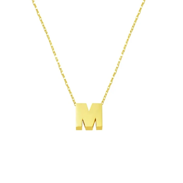 M Harfi 14 Ayar Minimal Kolye KLY2021 ürün görseli