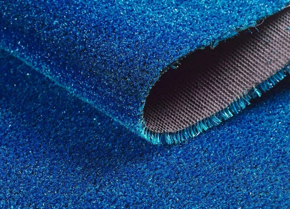 Kesme Suni Yapay Mavi Çim Halı 7 mm Balkon Teras Bahçe Dekoratif Kaymaz - 9