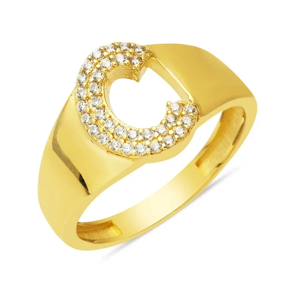 Harem Altın 14 Ayar Altın C Harf Yüzük YZK414 ürün görseli 1