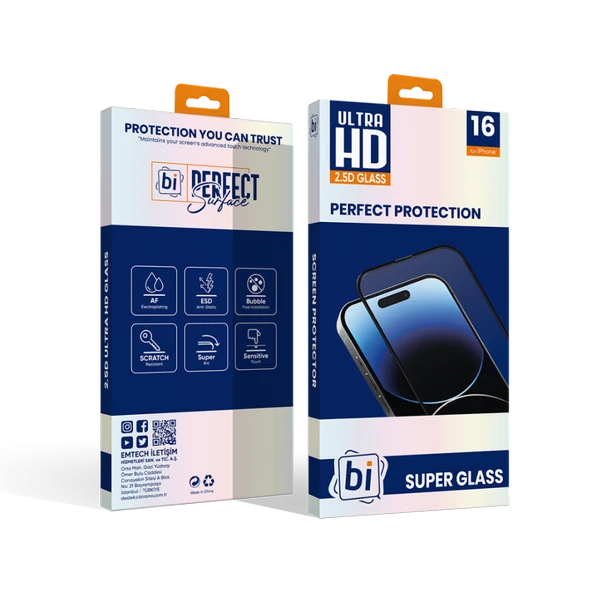 Binano 2.5D Super Glass iPhone 15/16 Şeffaf Ekran Koruyucu